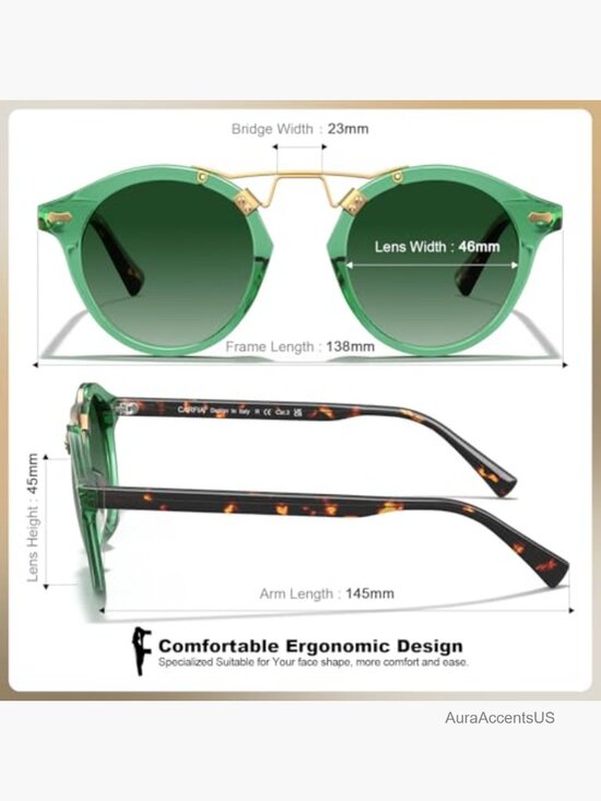 Retro Double Bridge Acetate Polarized Sunglasses UV Protection Small Face